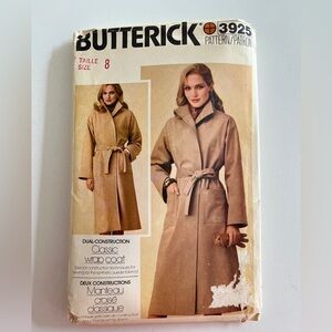 BUTTERICK Vintage 80's Uncut Sewing Pattern 3925 Classic Wrap Trench Coat